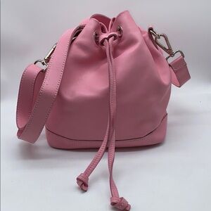 Genuine Roots Pink Leather Bucket Style Shoulder Bag Purse